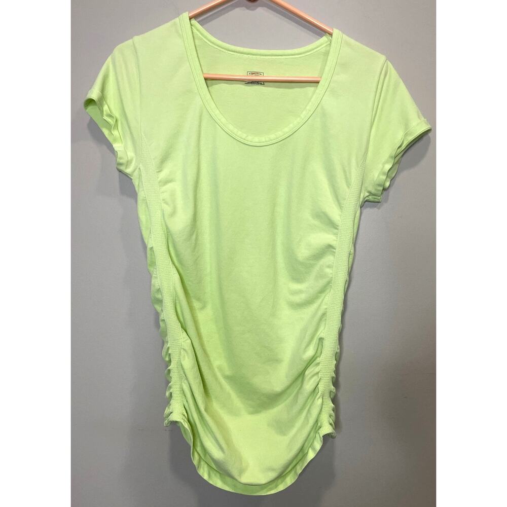Athleta Color Luminous Green Sporty Ruched Waist Tee Women's Size Large